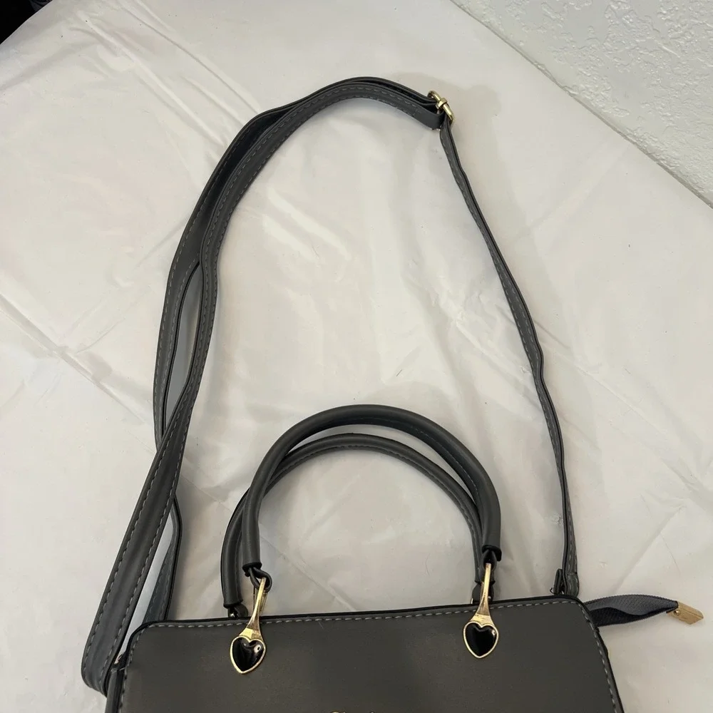 Danbaoly Handbag Shoulder Crossbody Gray Purse 9.5‎ X 7 X 4 Faux Leather Hearts